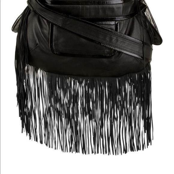 Pierre Hardy black leather crossbody handbag with fringe - Picture 3 of 7